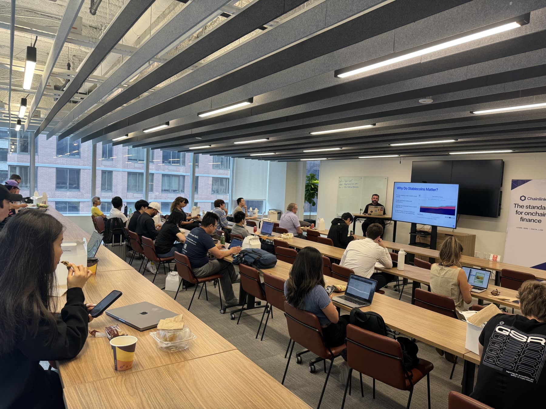 Dave Isbitski teaching a room of finance and fintech professionals about why stablecoins matter