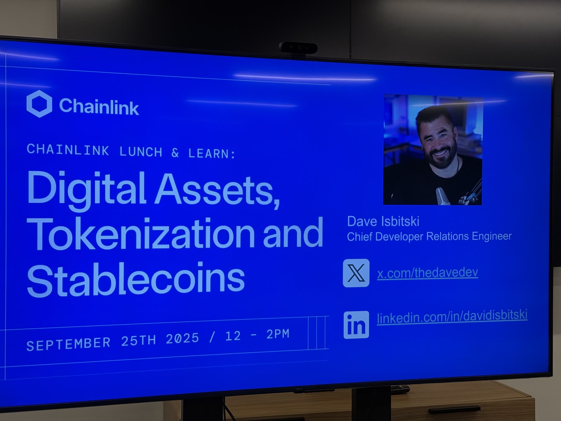 September 25, 2025 Chainlink Lunch and Learn title screen for Dave Isbitski