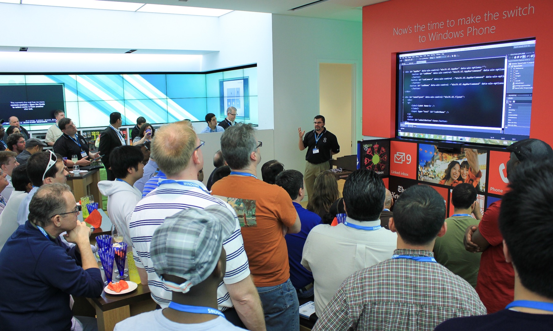 Dave Isbitski showing the source code for his Windows 8 application in Visual Studio to the Metro VIP audience